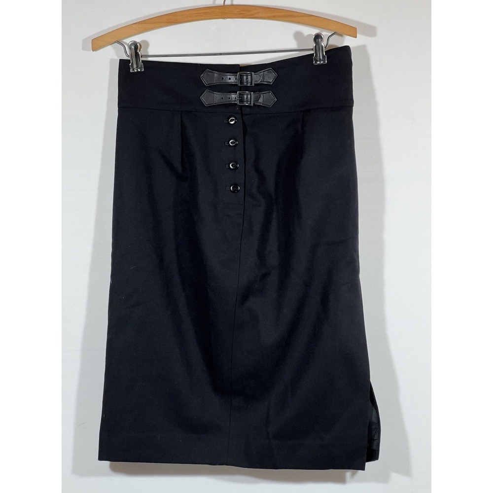 Ralph Lauren Rugby Wool Skirt Womens 2 Black A Line Dark Academia Classic